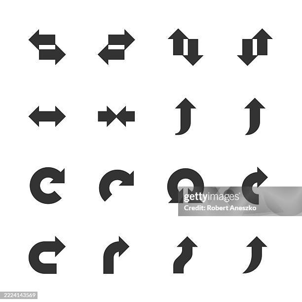 arrow solid icons. vector illustration. design element. contains such icons as direction, traffic sign, navigation, user interface design, flow chart. - refresh button stock illustrations