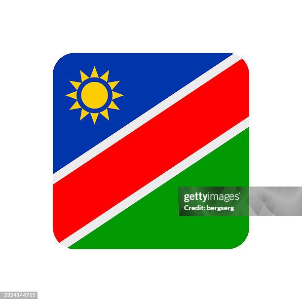namibia flag. square flat icon. vector illustration - windhoek namibia stock illustrations