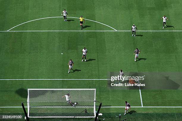 Marc Cucurella of Chelsea FC clears the ball over the goal-line during the FIFA Club World Cup 2025 semi-final match between Fluminense FC and...