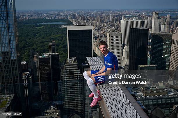 Cole Palmer of Chelsea during a visit to the Top of the Rock at Rockefeller Center on July 12, 2025 in New York City.