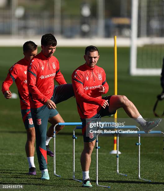 Jack Marriott of Wrexham AFC is seen during a Wrexham AFC media opportunity at La Trobe Fields on July 09, 2025 in Melbourne, Australia.