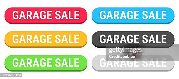 garage sale - colorful 3d click web buttons on blank background - 3d home button stock illustrations