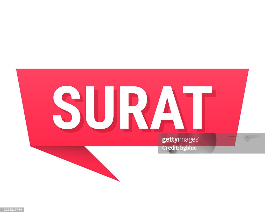 Surat - Red speech bubble on blank background