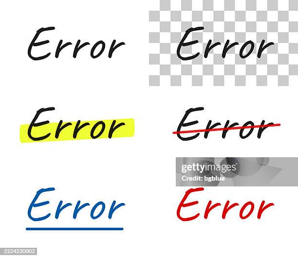 Error Handwritten Text Highlighted Crossed Out Underlined On Blank ...