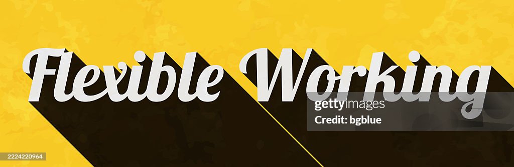 Flexible Working Text With Long Shadow On Textured Yellow Background ...