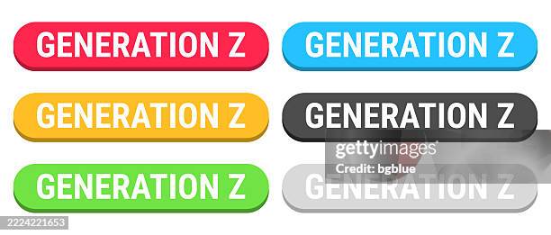 generation z - colorful 3d click web buttons on blank background - website creation stock illustrations