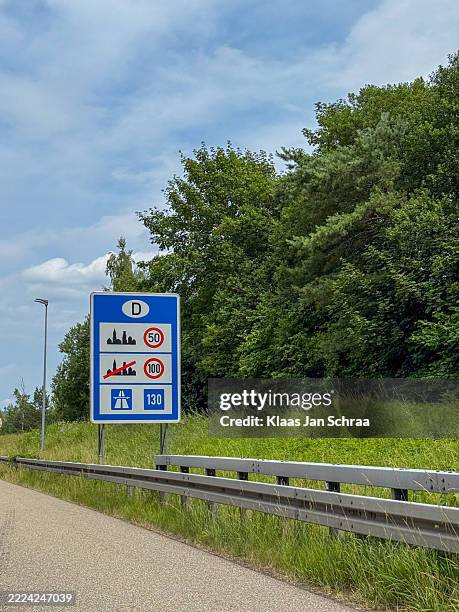 sign on the german border - autobahn stock pictures, royalty-free photos & images