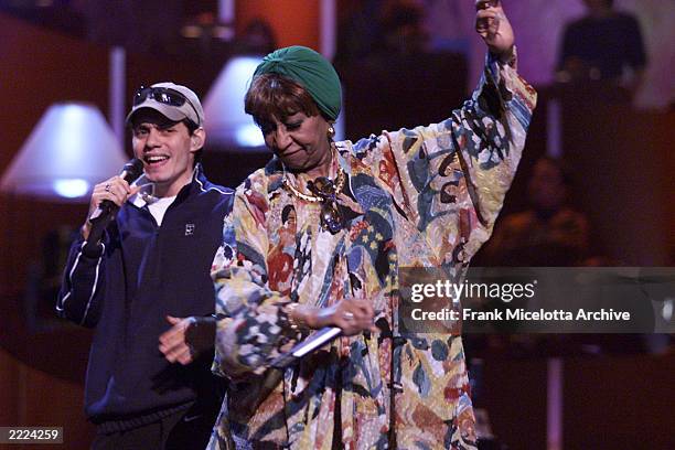 Marc Anthony and Celia Cruz rehearsing for the 'VH1 Divas Live: The One and Only Aretha Franklin' at Radio City Music Hall in New York City, 4/9/01....