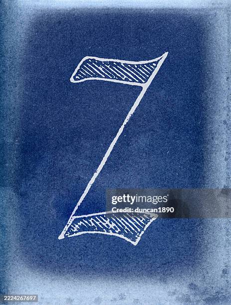 cyanotype capital letter z, monogram - letter z stock illustrations