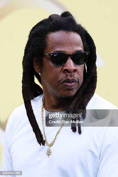 Jay-Z looks on prior to the FIFA Club World Cup 2025 semi-final match between Paris Saint-Germain and Real Madrid CF at MetLife Stadium on July 09,...