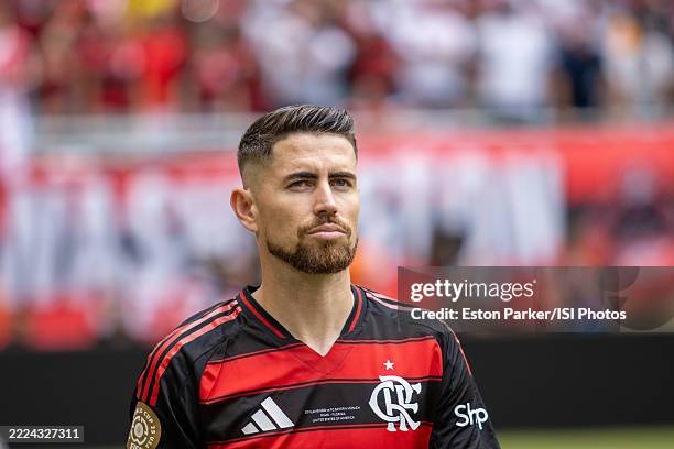 Jorginho of CR Flamengo is introduced before the FIFA Club World Cup 2025 round of 16 match between CR Flamengo and FC Bayern Munchen at Hard Rock...