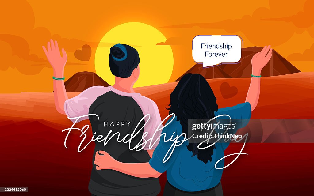 The couple women or teenager girls fun and celebration national best friends day.