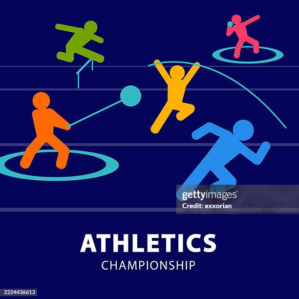 athletics championship - runner hurdles stock illustrations