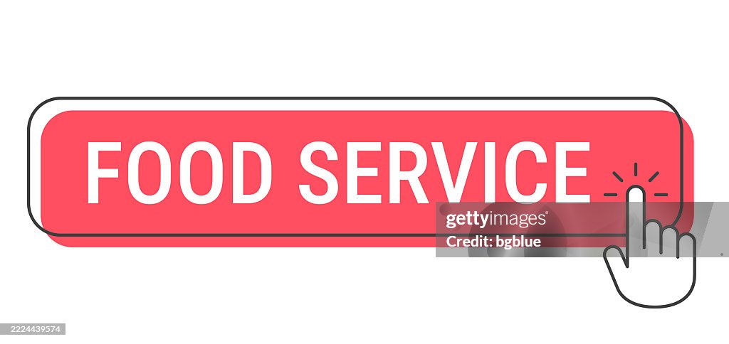 Simple Food Button Food Service Click Button With Hand Cursor On White Background High-Res ...