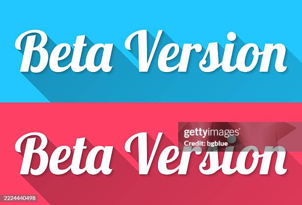 beta version - flat design with long shadow on blue and red background - beetroot stock illustrations