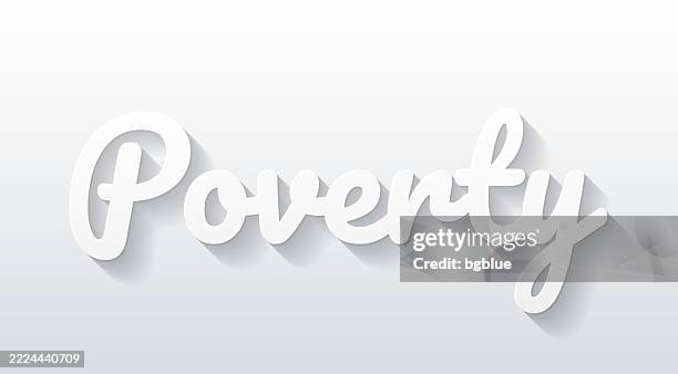 poverty - flat design with paper cut effect on blank background - famine stock illustrations