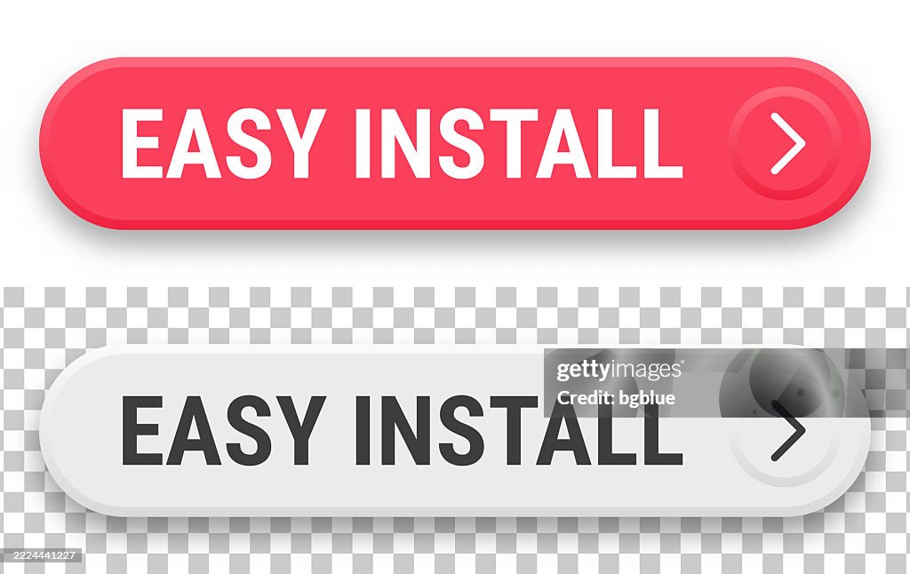 Easy Install 3d Click Web Buttons On Blank Background High-Res Vector ...