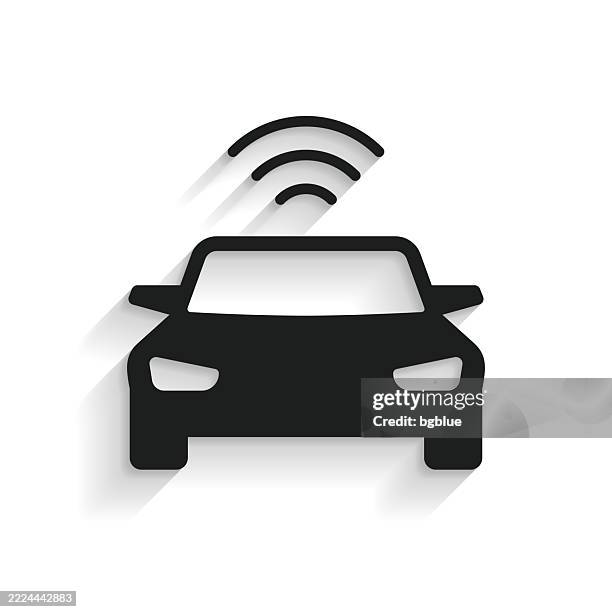 connected car. icon with long shadow on white background - charging station stock illustrations