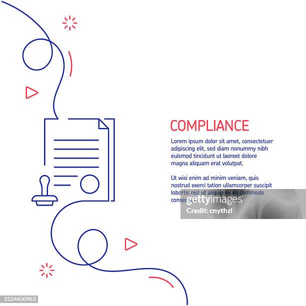 illustrations, cliparts, dessins animés et icônes de dessin au trait continu de l’icône de conformité. illustration vectorielle de symbole dessiné à la main. design minimaliste avec de fines lignes bleues et rouges. - obéissance
