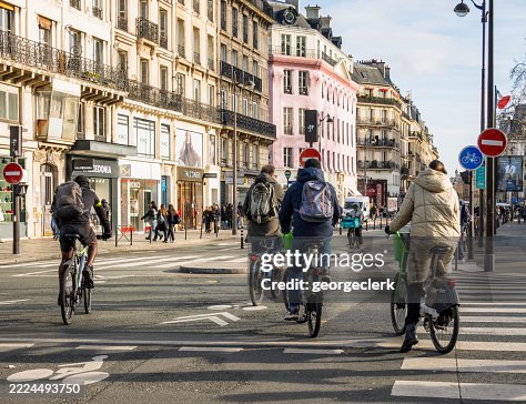 Cyclists in central Paris Cyclists in central Paris
