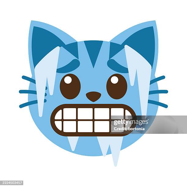 cold cat emoji icon - shivering stock illustrations