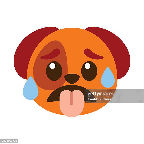sweating dog emoji icon - dog transparent background stock illustrations