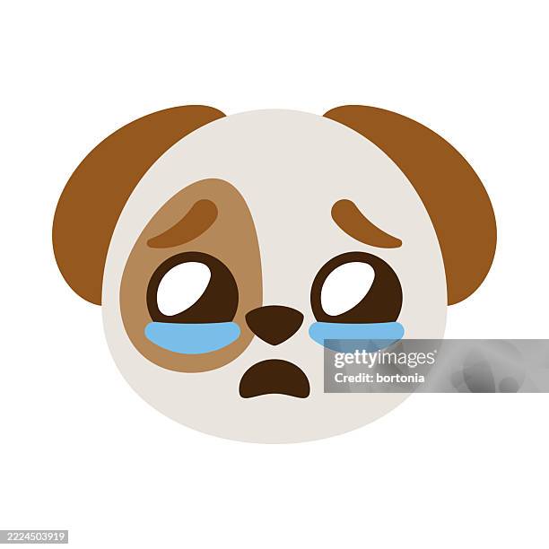 crying dog emoji icon - crying stock illustrations