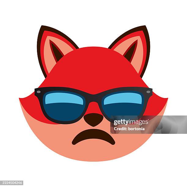 unimpressed fox emoji icon - fox head vector stock illustrations