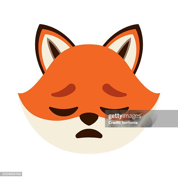shameful fox emoji icon - face looking down stock illustrations