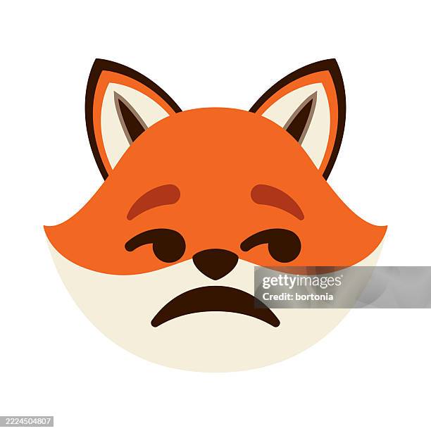 worried fox emoji icon - looking sideways stock illustrations