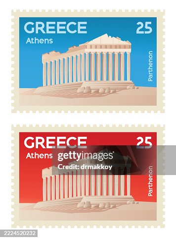 Athens Parthenon Postage Stamp – Ancient Greek Landmark Athens Parthenon Postage Stamp – Ancient Greek Landmark