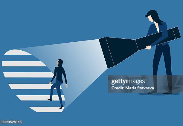 assistance,the way forward.human holds a flashlight in hand. steps to success. - arm reaching forward stock illustrations