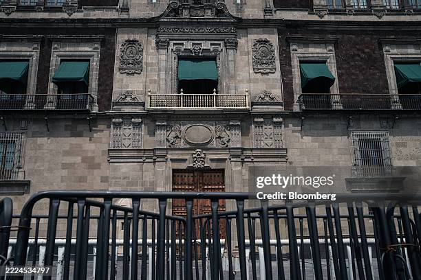 The National Palace building in Mexico City, Mexico, on Monday, July 14, 2025. The Mexican peso slumped further Monday morning, leading losses among...