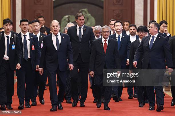 Russia's Minister of Foreign Affairs Sergei Lavrov arrives to attend the Meeting of the Council of the Ministers of Foreign Affairs of SCO Member...