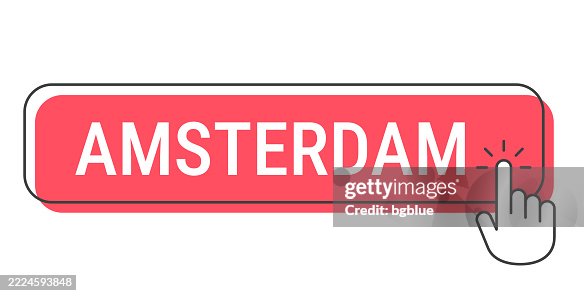 Amsterdam - Click button with hand cursor on white background Amsterdam - Click button with hand cursor on white background