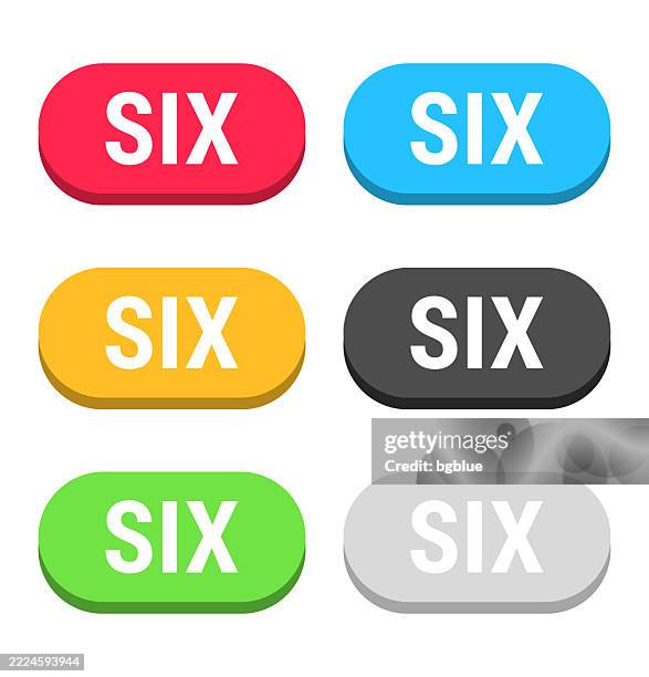 Click Button Visuals Six Colorful 3d Click Web Buttons On Blank Background High-Res Vector ...