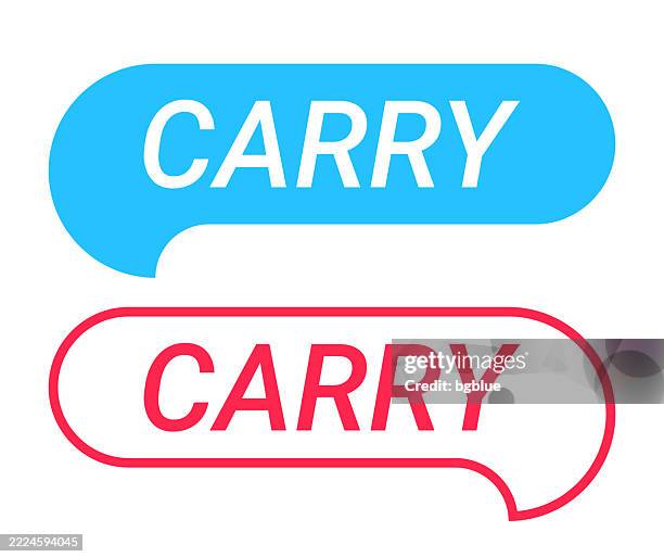 carry - blue and red speech bubble on white background - holding chat bubble stock illustrations