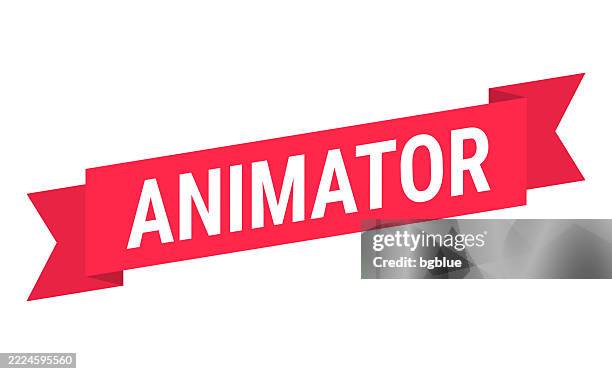 animator - red banner on white background - animator stock illustrations