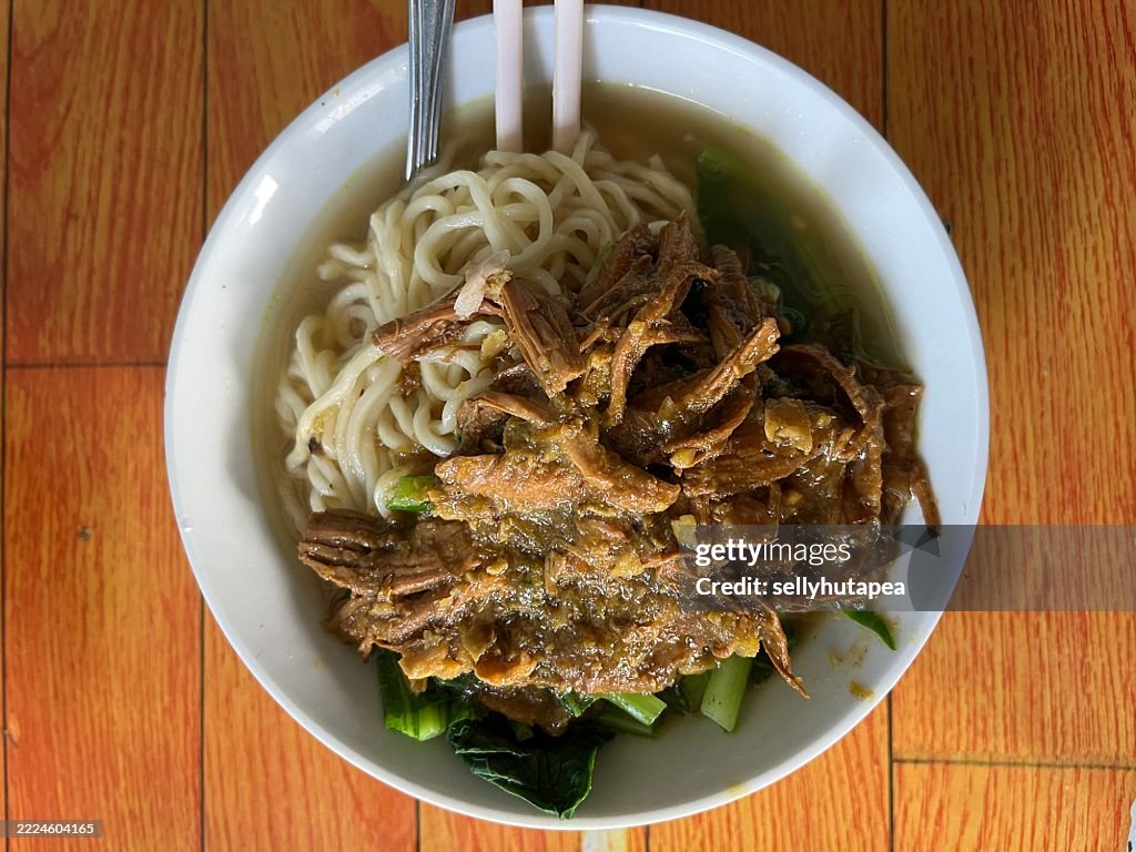 Traditional Indonesian Mie Ayam Chicken Noodle