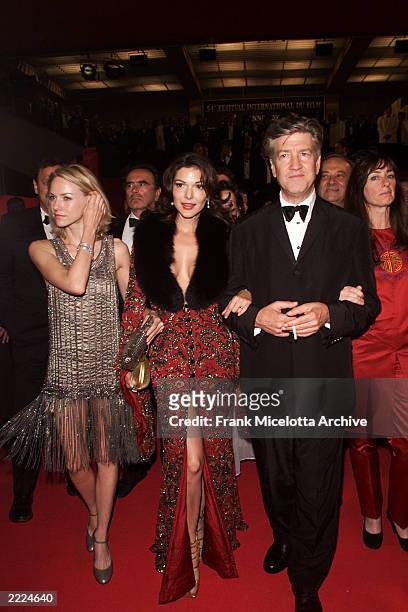 Actress Naomi Watts , Naomi Watts, Laura Elena Harring and director David Lynch leave the Palais du Festival after the premiere of 'Mulholland Drive'...