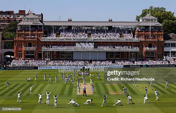 This composite shows in one image the multiple moments that happen during the first session on Day One of the 3rd Rothesay Test Match between England...