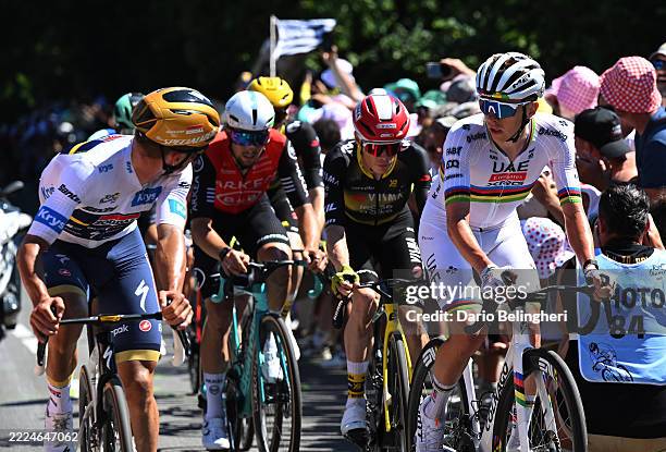 Remco Evenepoel of Belgium and Team Soudal Quick-Step - White best Young rider Jersey, Kevin Vauquelin of France and Team Arkea - B&B Hotels, Jonas...