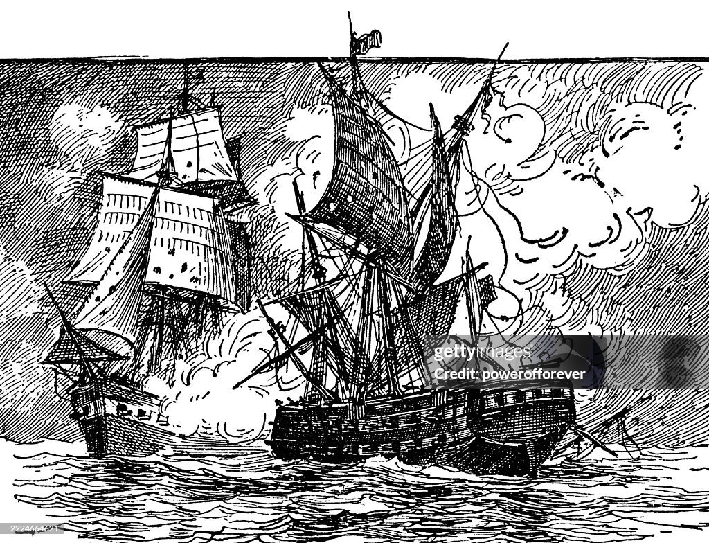 USS Constitution vs HMS Guerriere Naval Battle of the War of 1812 - 19th Century