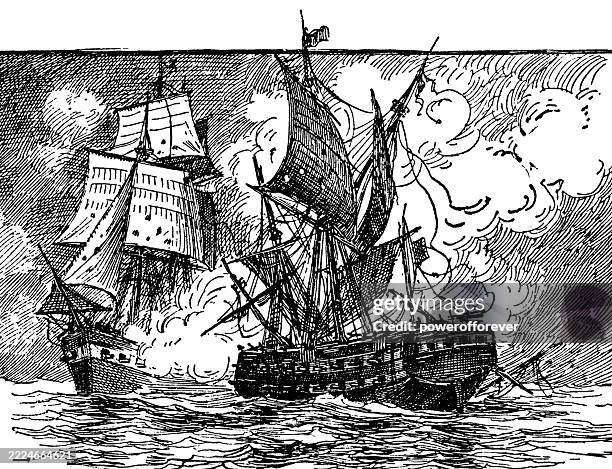 Uss Constitution Vs Hms Guerriere Naval Battle Of The War Of 1812 19th Century High-Res Vector Graphic