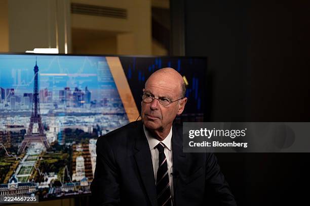Eric Lombard, France's finance minister, during a Bloomberg Television interview in Paris, France, on Wednesday, July 16, 2025. French Finance...