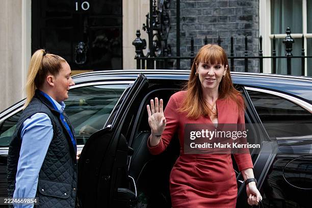 Angela Rayner MP, Deputy Prime Minister and Secretary of State for Housing, Communities and Local Government, waves as she arrives in Downing Street...