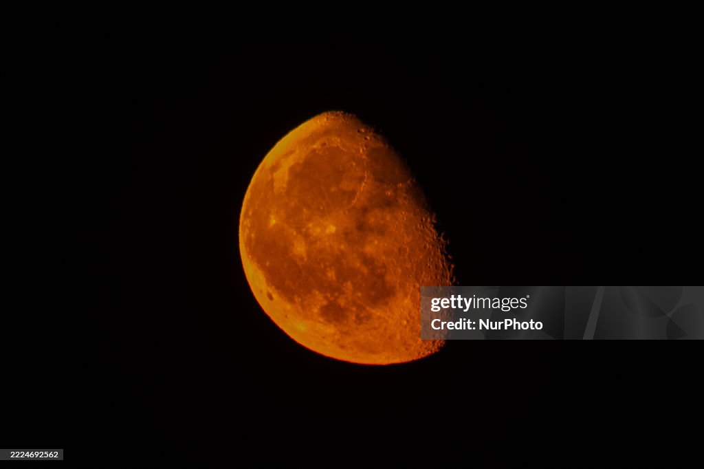 Waning Gibbous Moon Rises Behind Rocca Calascio, Italy