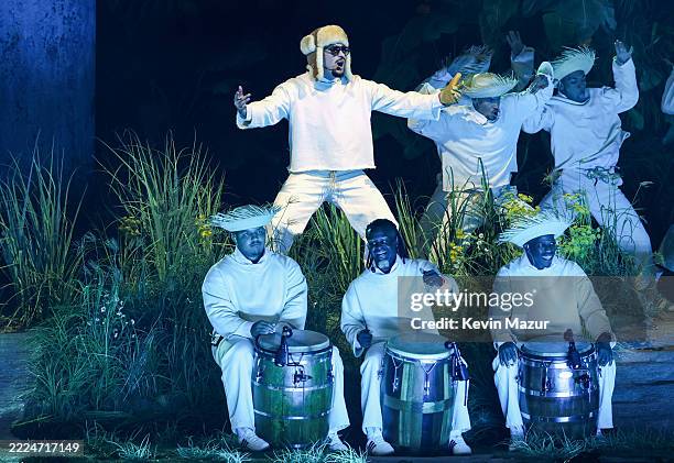 Bad Bunny performs onstage during Night One of Bad Bunny: "No Me Quiero Ir De Aqui" Residencia En El Choli at Coliseo de Puerto Rico José Miguel...