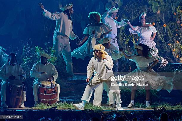 Bad Bunny performs onstage during Night One of Bad Bunny: "No Me Quiero Ir De Aqui" Residencia En El Choli at Coliseo de Puerto Rico José Miguel...