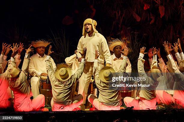 Bad Bunny performs onstage during Night One of Bad Bunny: "No Me Quiero Ir De Aqui" Residencia En El Choli at Coliseo de Puerto Rico José Miguel...